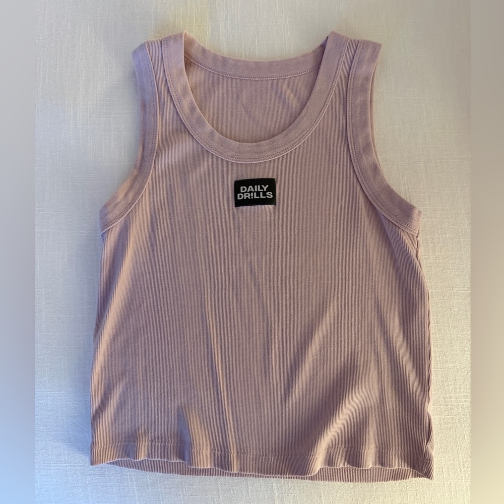 Daily Drills Ribbed Logo Tank in Lavendar